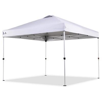 OneTouch 1010COM 10 Foot x 10 Foot Instant Event Canopy Tent with Durable Rail Bars, Center Lock Technology, and a Shaded Sidewall Panel, White