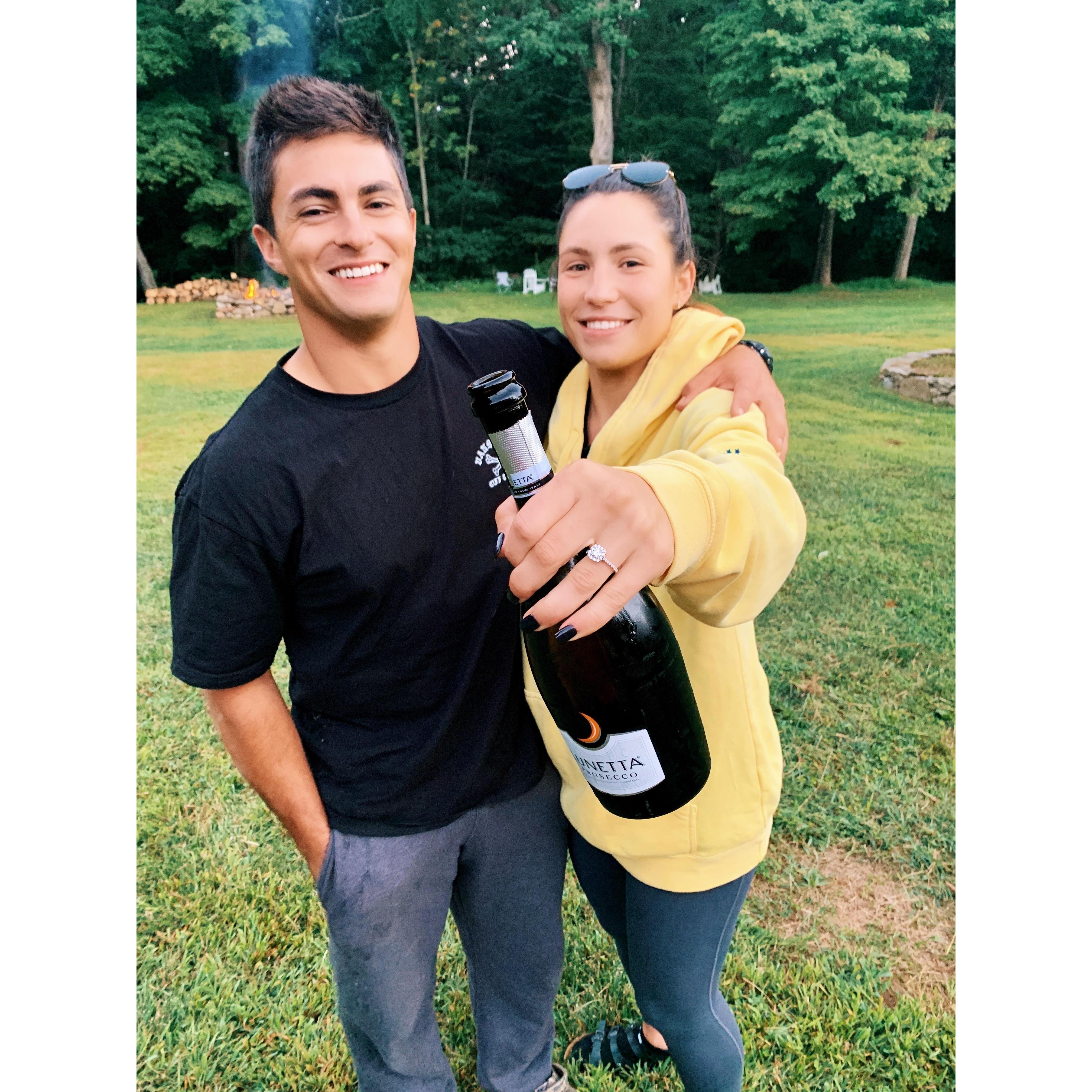 Poppin' bottles after Jess said yes!