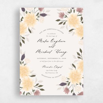 Light Oatmeal, Beige Wedding Invitation - Simeri Portrait