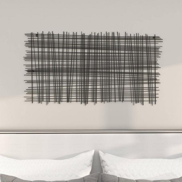Metal Geometric Overlapping Lines Cross Hatch Wall Decor Black - Olivia & May