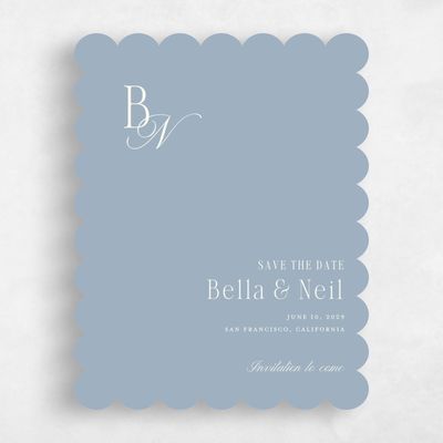 Blue Scalloped Wedding Save the Date - Roscana Portrait