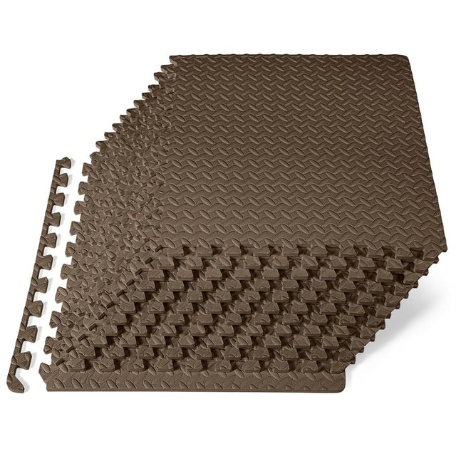 ProsourceFit Exercise Puzzle Mat 1/2-inch, EVA Interlocking Foam Floor Tiles for Home Gym, Workout Equipment, Kids Play Areas, Brown, 48 Sq Ft - 12 Tiles