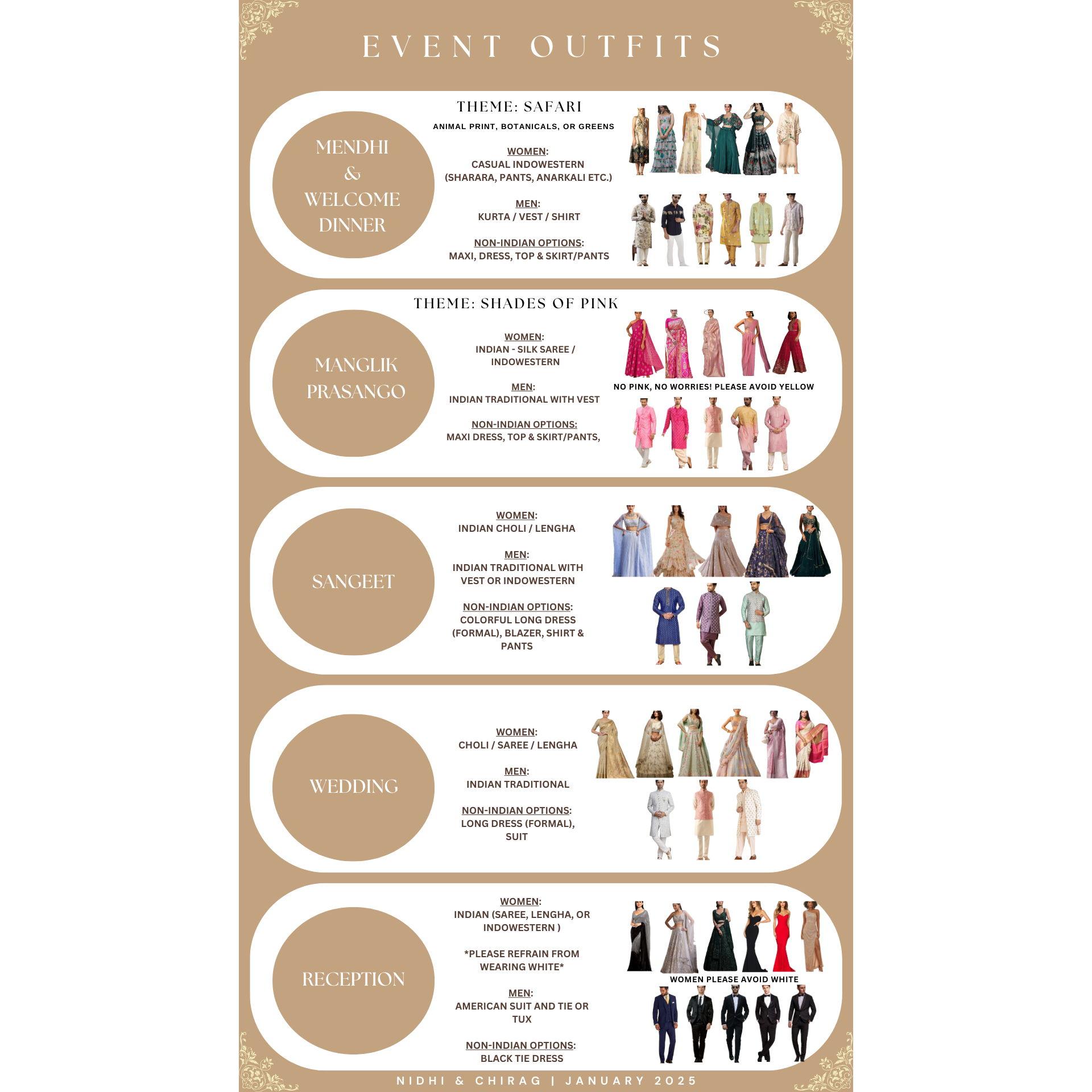 Please refer to this guideline on what to wear for all our events!