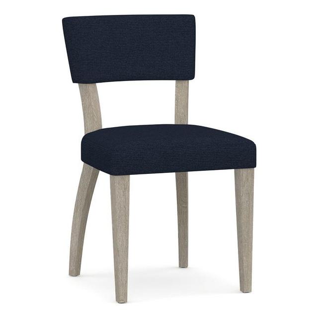 Payson Upholstered Dining Side Chair, Gray Wash Leg, Performance Heathered Basketweave Navy