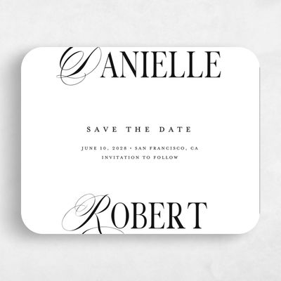 White Rounded Wedding Save the Date - Nevis Landscape