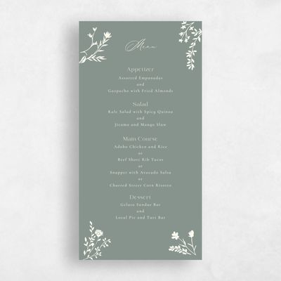 Deep Sage, Green Wedding Menu - Hazel
