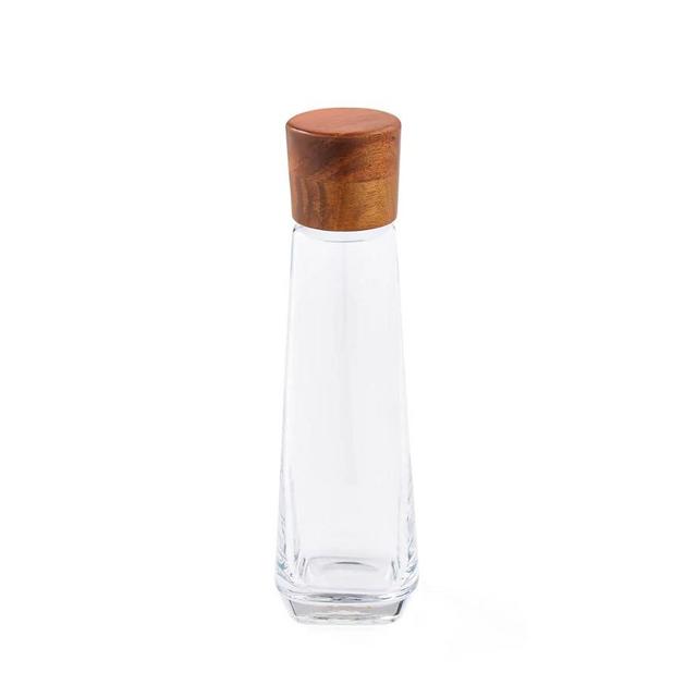 nambe Vie Decanter with Stopper | 12-Inch | Decanter for Whiskey, Wine, Liquor | Made of Glass and Acacia Wood | Contemporary Glass Barware | Dishwasher Safe