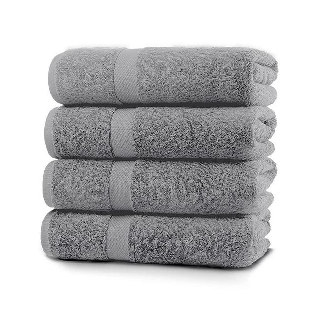 Villa Celestia 700 GSM Light Grey Bath Towel 100% Cotton Towels for Bathroom Silver Towels Bathroom Soft Bath Towels Body Towels White Towel Set for Bathroom 27x54 Inc Lt. Grey Bath Towels Set of 4