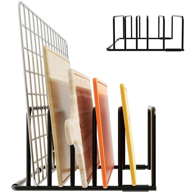 PAJWITHL cookie sheet organizer for cabinet for Cutting Boards Baking Sheets, Cookie Pans, Cooling Small Racks Storage Stand and Bakeware,Kitchen Cabinet Countertop Organizer (Black - 1pack)