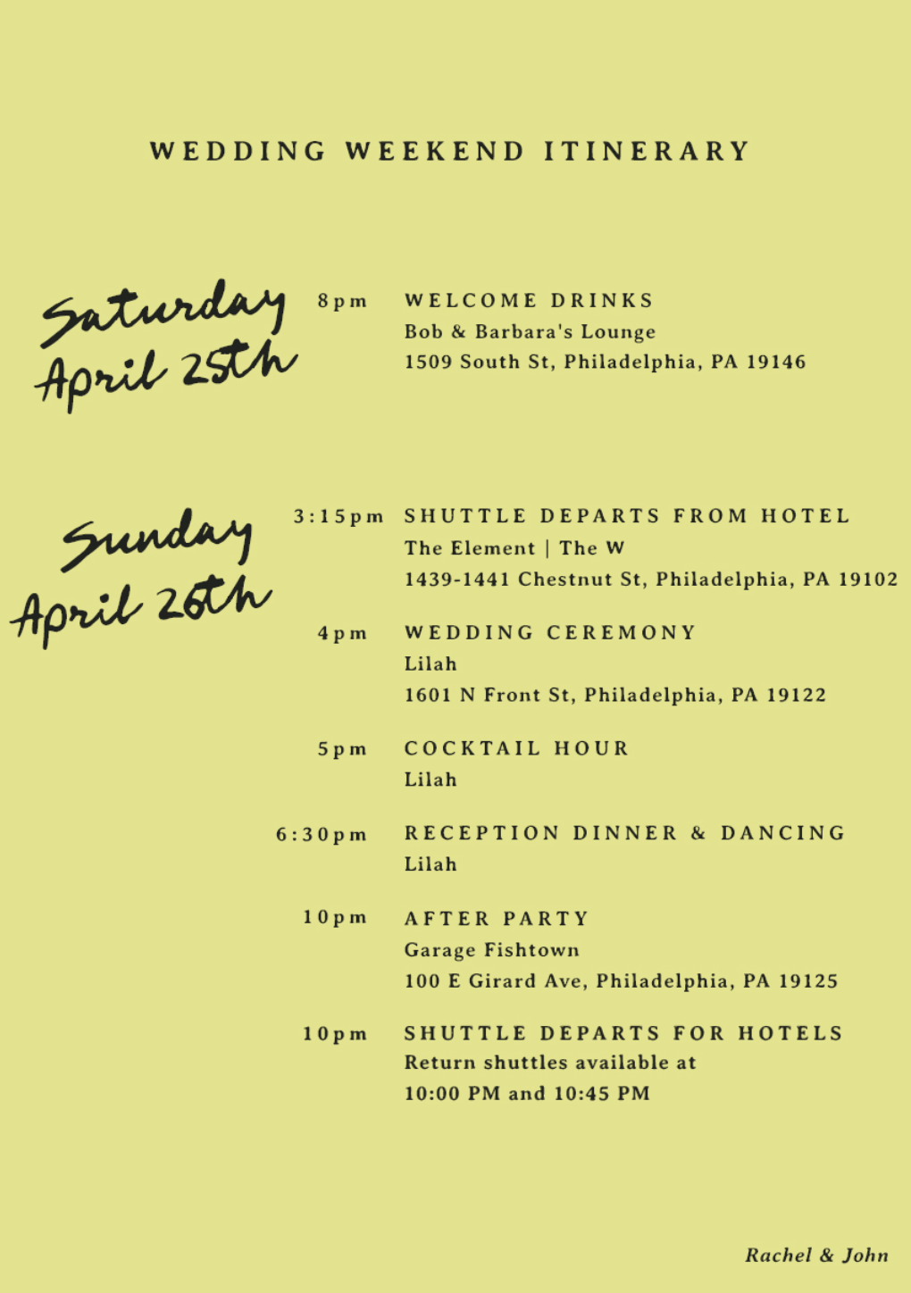 The Wedding Website of Rachel Amir and John Boccardo