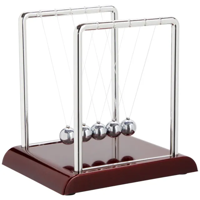 Juvale Newton's Cradle Balance Pendulum, Pendulum Balls Physics Learning Desk Toy for Home and Office, 7x6x7 in