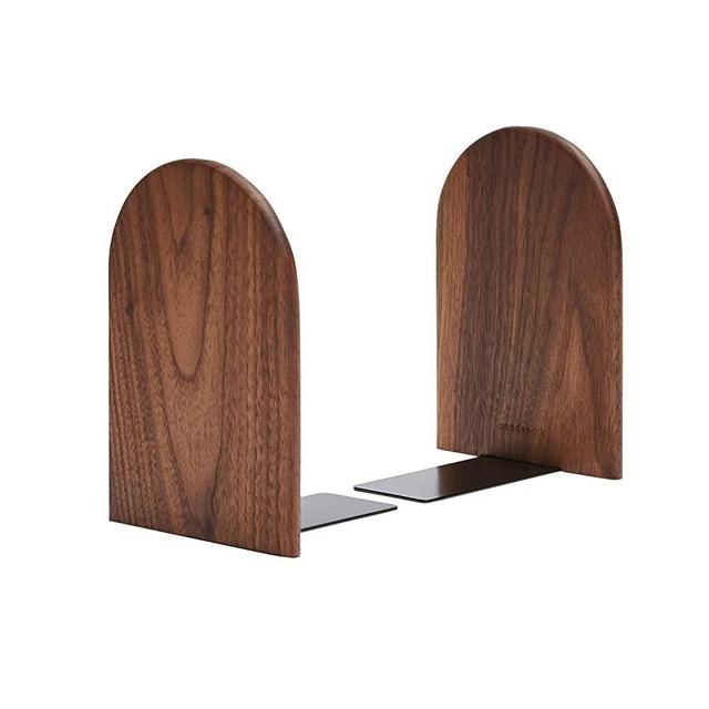 Pandapark Wood Bookends,Pack of 1 Pair,Non-Skid,Black Walnut, Office Book Stand (Black Walnut-B Plus)