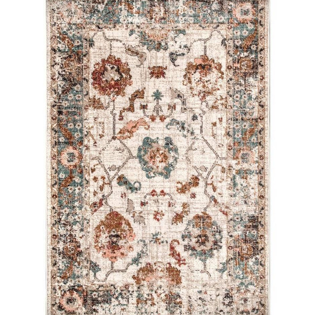 Cecil Vintage Floral Beige 9 ft. x 12 ft. Area Rug