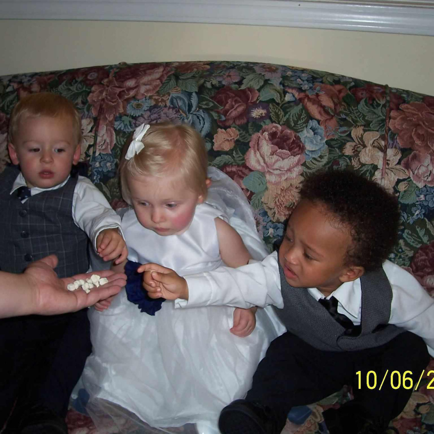 Us with my cousin at my aunt + uncle's wedding