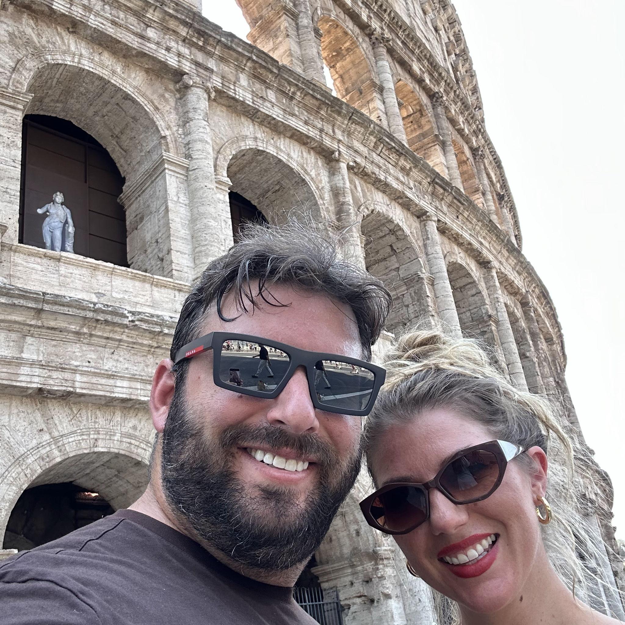 Visiting the Colosseum.