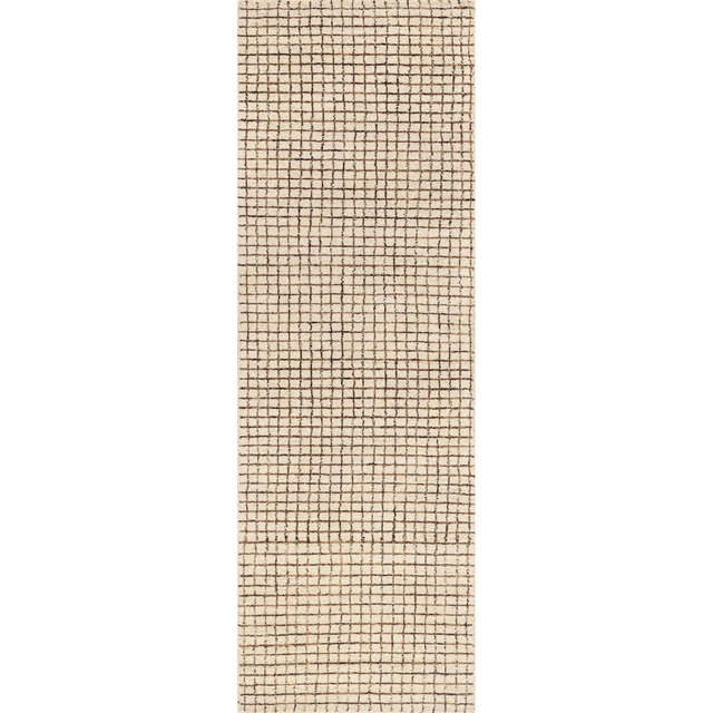Nuloom Melrose Checked Wool Area Rug, 2' 6" x 8', Cream