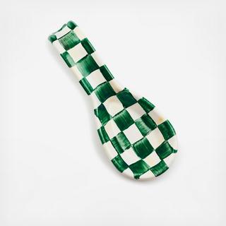 Emerald Check Enamel Spoon Rest