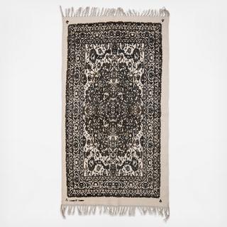 Floral Printed Dhurri Rug with Fringe