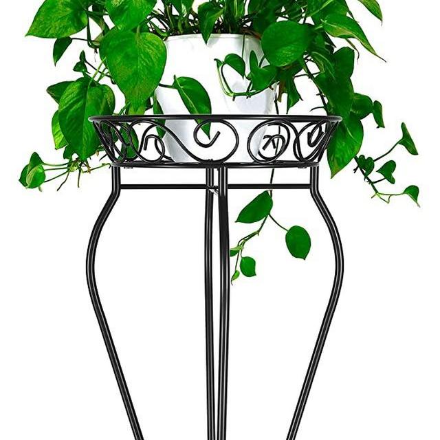 Yimobra Original Patented Tall Plant Stand Metal Flower Pot Holder Large Rustproof Iron Garden Container Heavy Duty Rack for Planter High Supports Indoor Outdoor, 12.5 X 23.6 Inches, Black