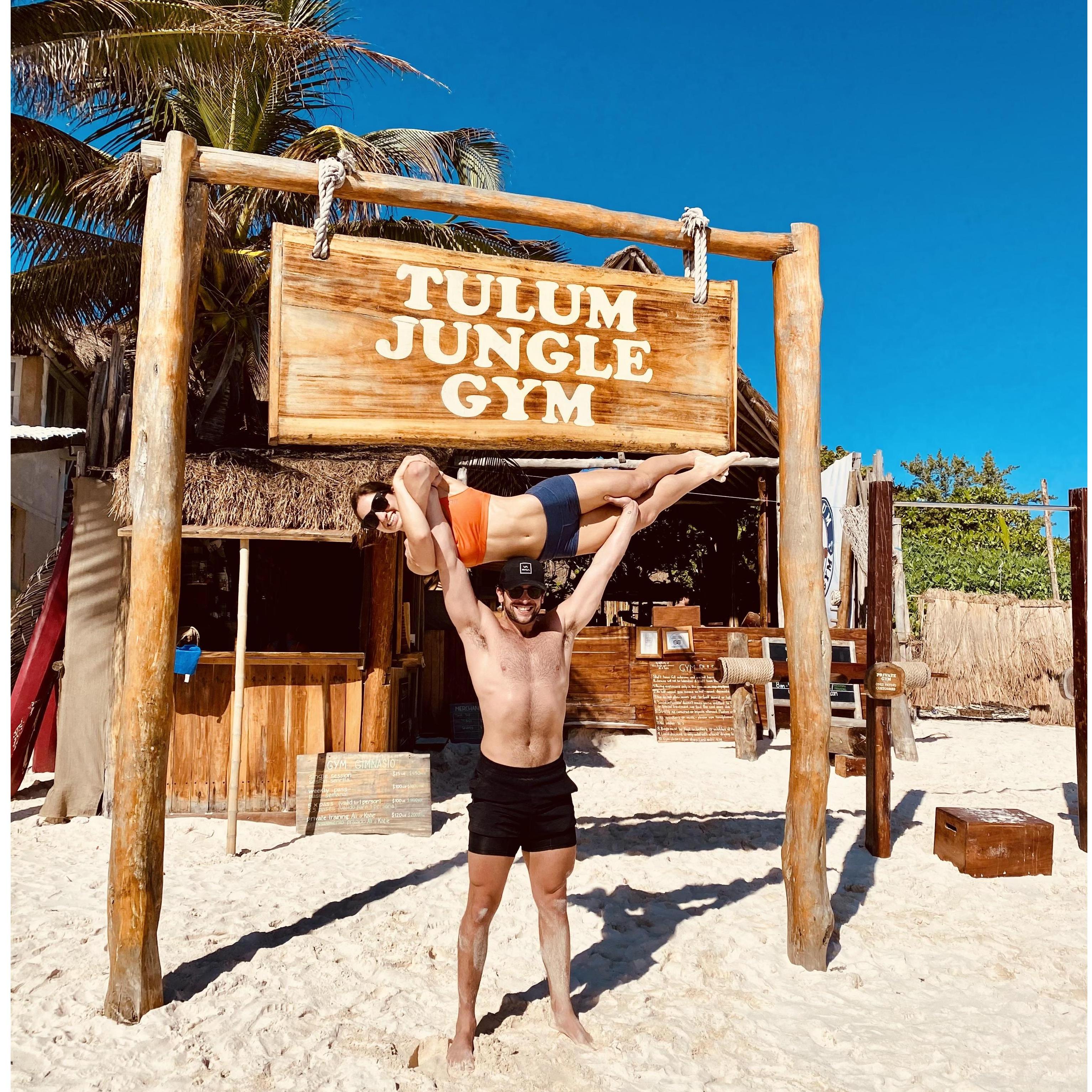 Of course we had to try out the all-wood gym while in Tulum.