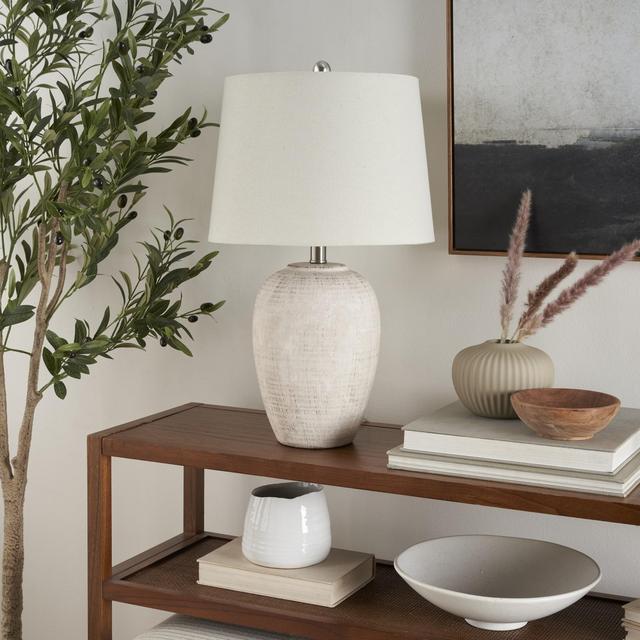 23" Beige Ceramic Urn Table Lamp - Nourison