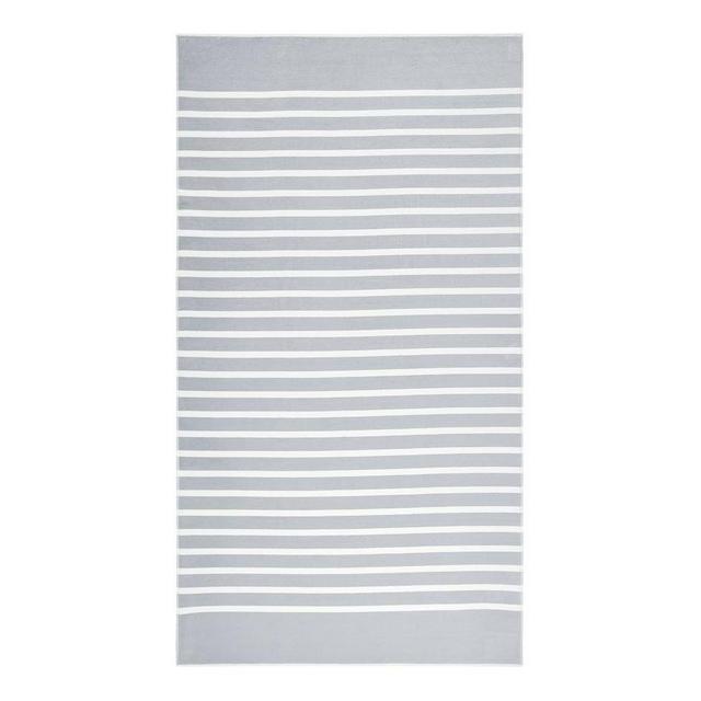 White Ground/Gray Cabana Striped Organic Beach Towel
