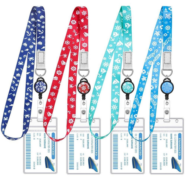 4 Pack Cruise Lanyard for Ship Cards Lanyards with Retractable Badge Reels Waterproof ID Badge Holder, 2026 Cruise Essentials Accessories