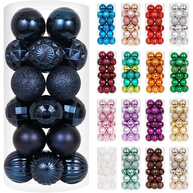 XmasExp 24ct Christmas Ball Ornaments Shatterproof Christmas Ornaments Set Decorations for Xmas Tree Balls 40mm/1.57"(1.57'', Diamond Blue)