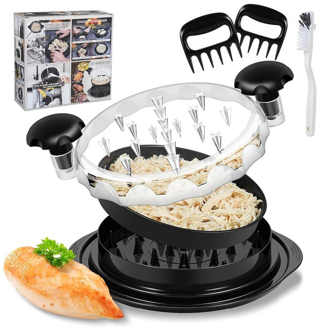 Chicken Shredder Tool Twist Large Machine Ergonomic Handle with Separate Plate Shredder Claws Scrubber Anti-Slip Heat Resistant Dishwasher Safe Best Large Meat Shredders Tool Twist