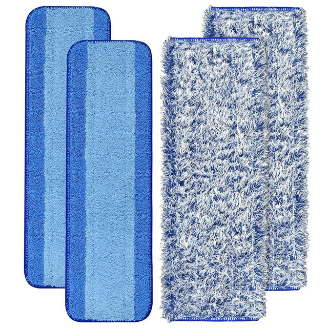 4 Pack Microfiber Cleaning Pad for Bona Mop Safe for Hardwood & Hard Surface Floors Dry Wet Floor Cleaning - Includes 2 Microfiber Cleaning Pad and 2 Dusting Pad - Microfiber Mop Pads for 18Inch Mop