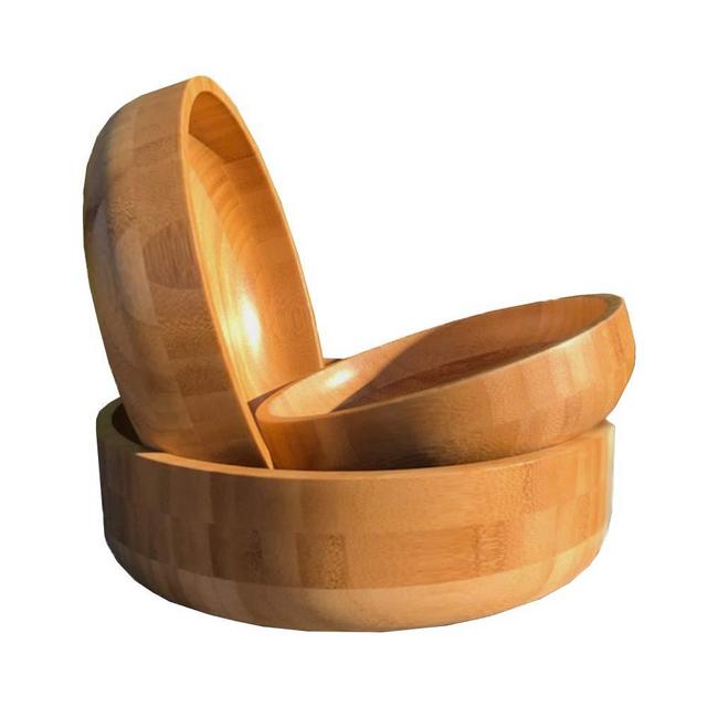 LARGESS Bamboo Nested Serving Dishes - Set of 3-7in/8.2in/9.5in - Natural, Organic, Beautiful Tableware