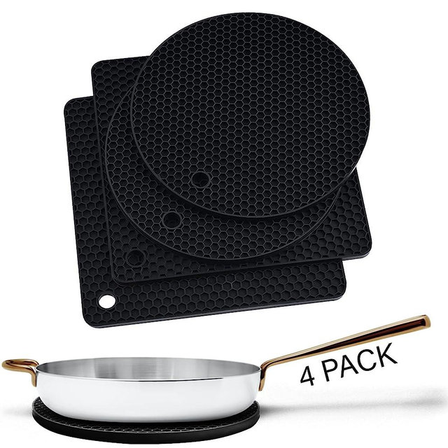 Silicone Trivets for Hot Pots and Pans (4 Pack) - Multipurpose Silicone Trivets for Hot Dishes and Hot Pot Holders - Silicone Heat Resistant Mats for Kitchen by Linda's Essentials