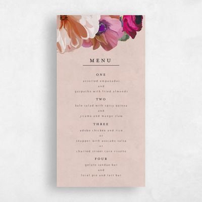 Dusty Rose, Pink Wedding Menu - Wildrose
