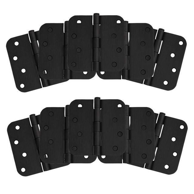 Design House 188979 8-Hole 4" x 4", 5/8" Radius Door Hinge, 10-Pack, Matte Black