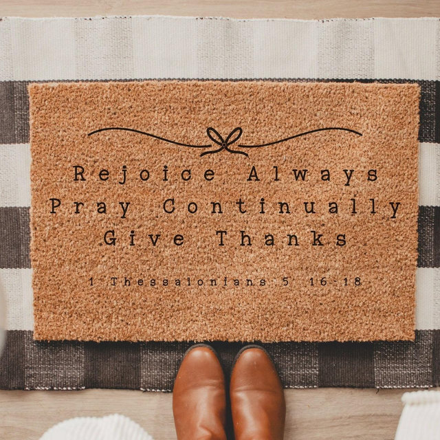 Christian Doormat Welcome Mat Christian Outdoor Mat Jesus Doormat Rejoice Always Thessalonians Christian Gift Christian Home Decor Religious
