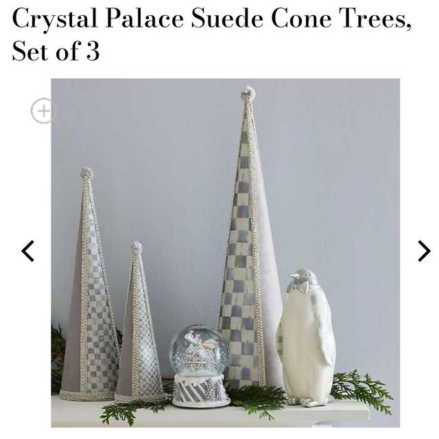 MacKenzie Childs Crystal Palace Suede Cones Trees, Set of 3