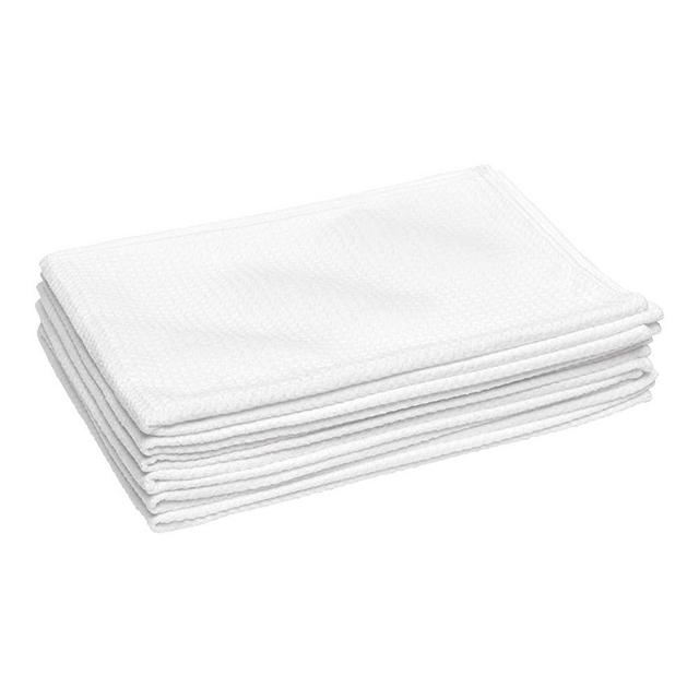 Microfiber Waffle Weave Kitchen and Dish Drying Towels | 16 x 24 in. (6 Pack) | Absorbent, Streak Free, Thick | White