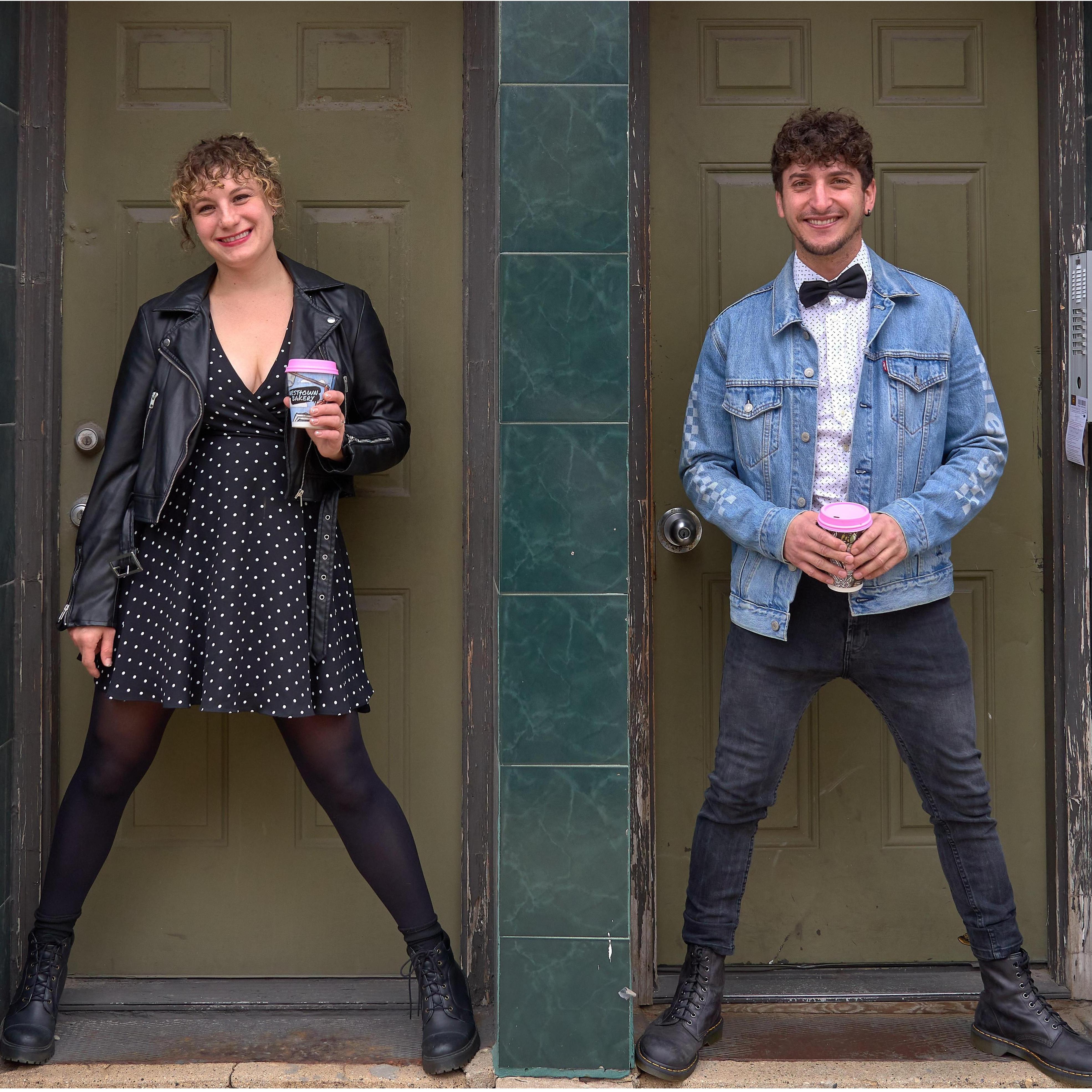 Doc Martins and West Town Bakery coffee in front of our beloved 1858.