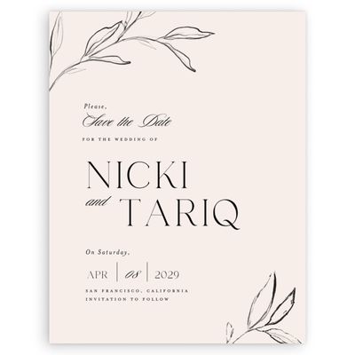 Linen, Beige Wedding Digital Save the Date - Finch Portrait