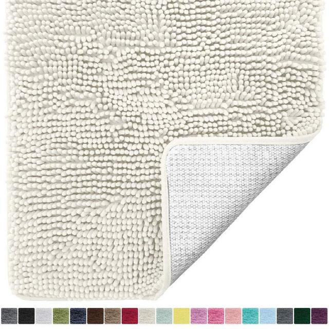 Gorilla Grip Original Luxury Chenille Bathroom Rug Mat, 24x17, Extra Soft and Absorbent Shaggy Rugs, Machine Wash Dry, Perfect Plush Carpet Mats for Tub, Shower, and Bath Room, Ivory