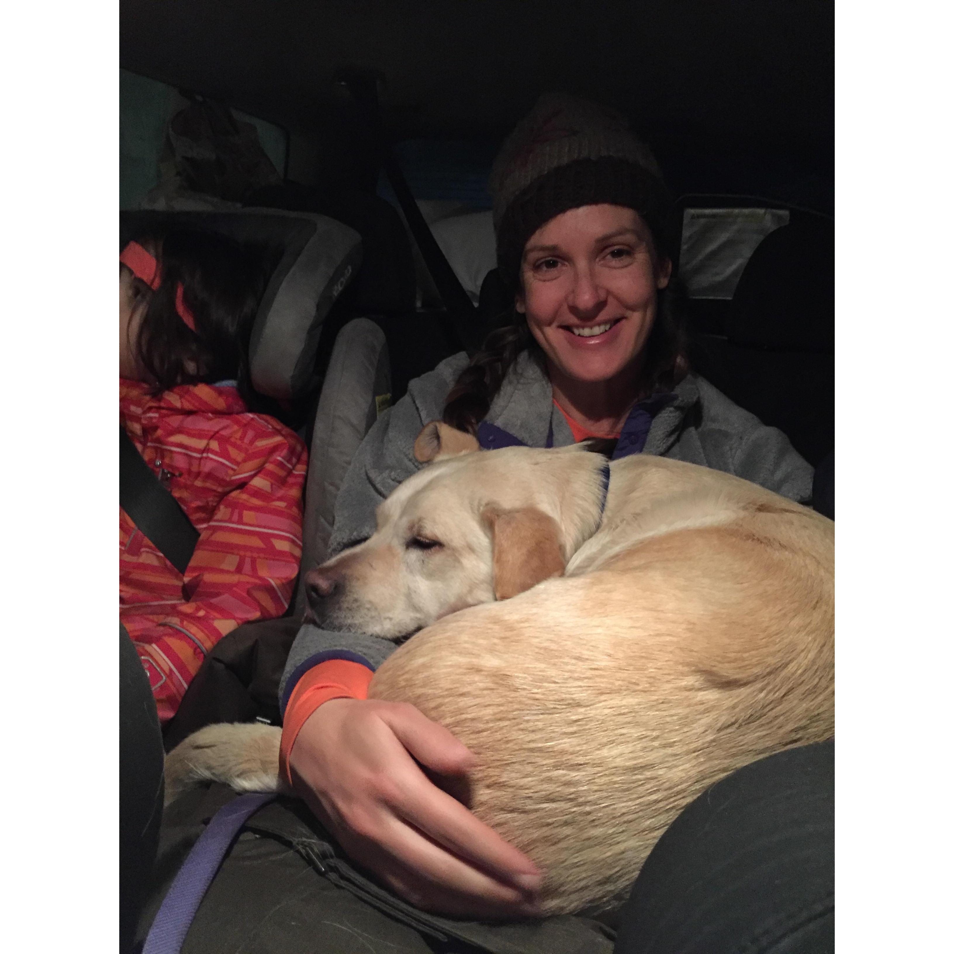 Sometimes the car gets a bit crowded on our adventures!
