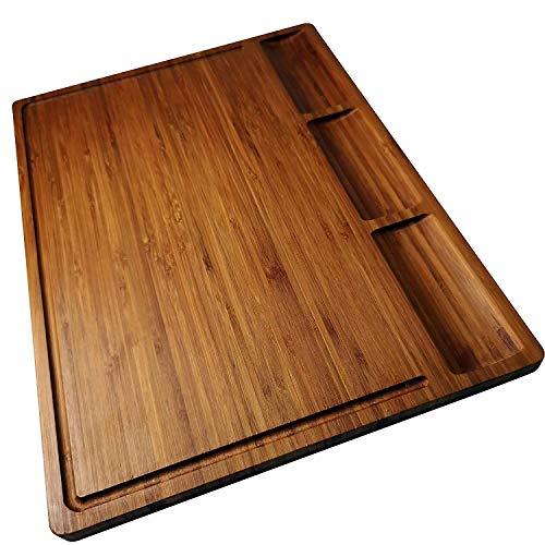 Large Bamboo Wood Cutting Board for Kitchen, Cheese Charcuterie Board Set, Butcher Block (17x12.6)