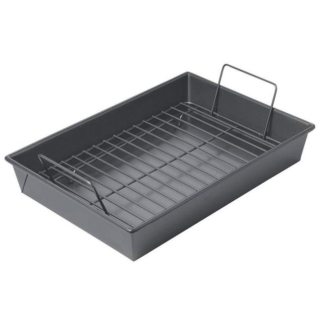 Chicago Metallic Professional Roast Pan with Non-Stick Rack, 13-Inch-by-9, Gray