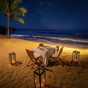 Romantic beachfront dinner for two