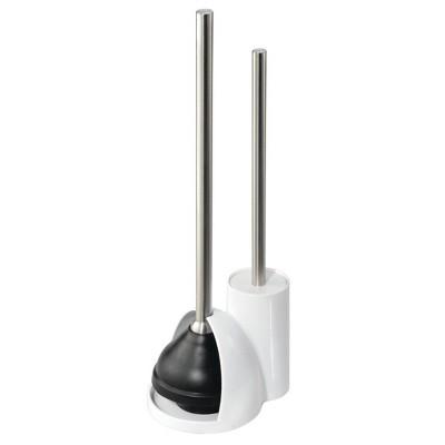 mDesign Compact Freestanding Plastic Toilet Bowl Brush/Plunger Set with Holder