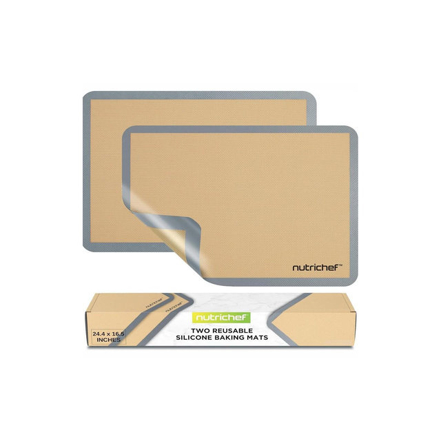 Nutrichef 2 - Pc Silicone Baking Mats - Brown & Gray