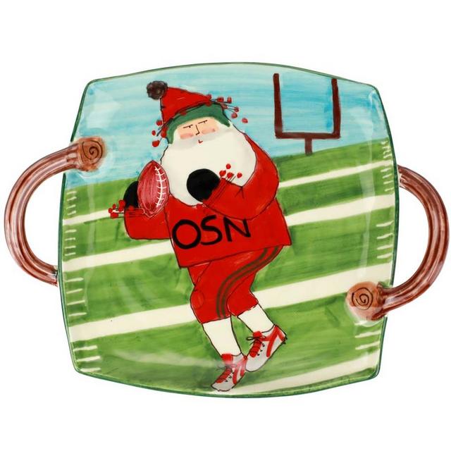 VIETRI Old St. Nick Football Handled Square Platter