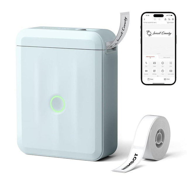 NIIMBOT D110 Upgraded Version Mini Label Maker Machine with Tape, Portable Bluetooth Thermal Printer, Sticker Labeler with Multiple Templates for Office Organization Home Kitchen School, Blue
