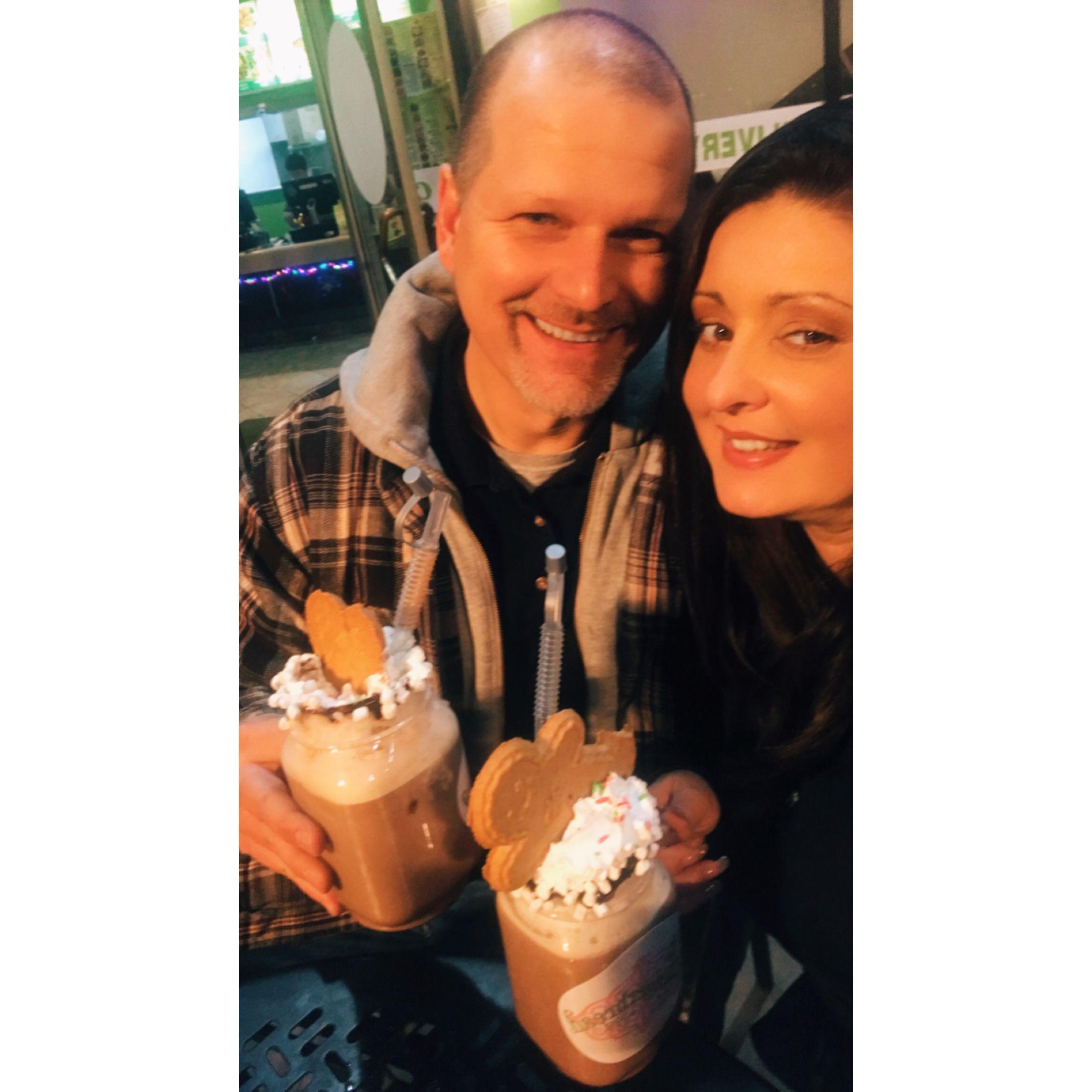 One month of dating at the Mission Inn Festival of Lights. 4 years later we were back here getting engaged.