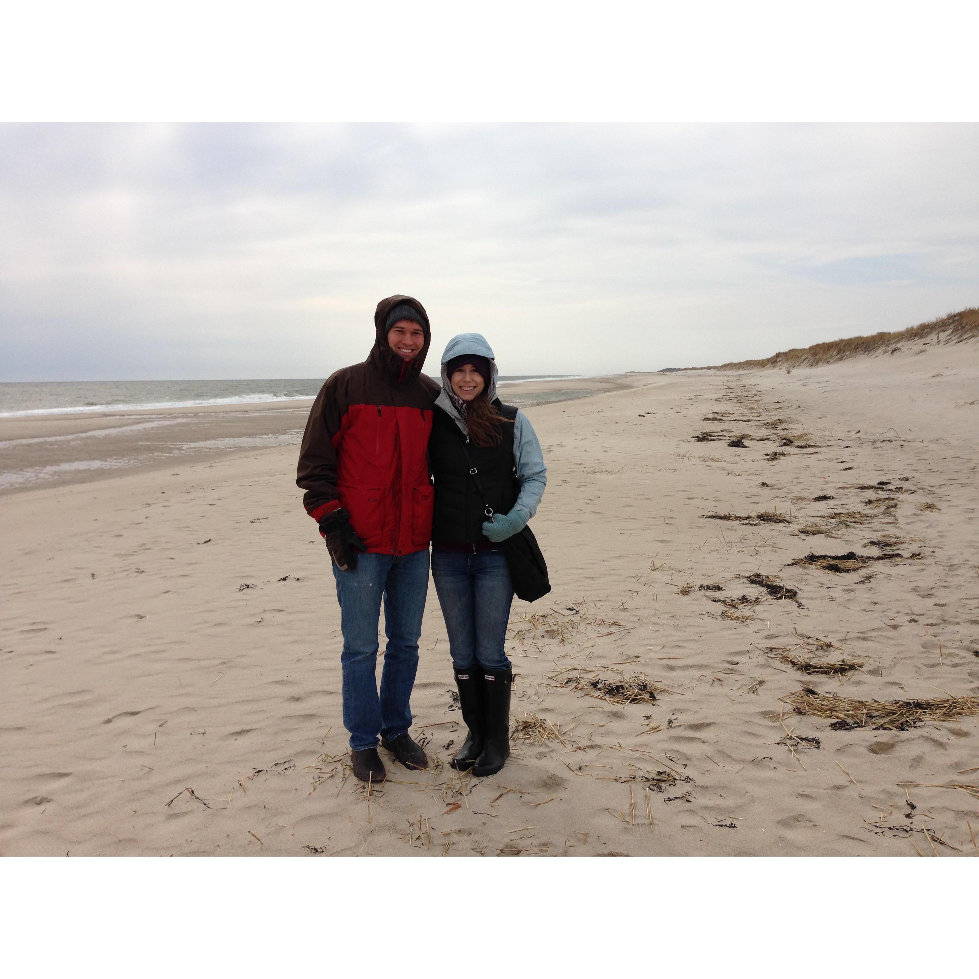 Nauset Beach- The first time Chris took Marissa to the Cape for a very cold spring break getaway in 2014